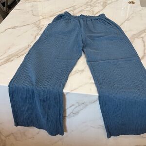 DREW Blue Textured Pants